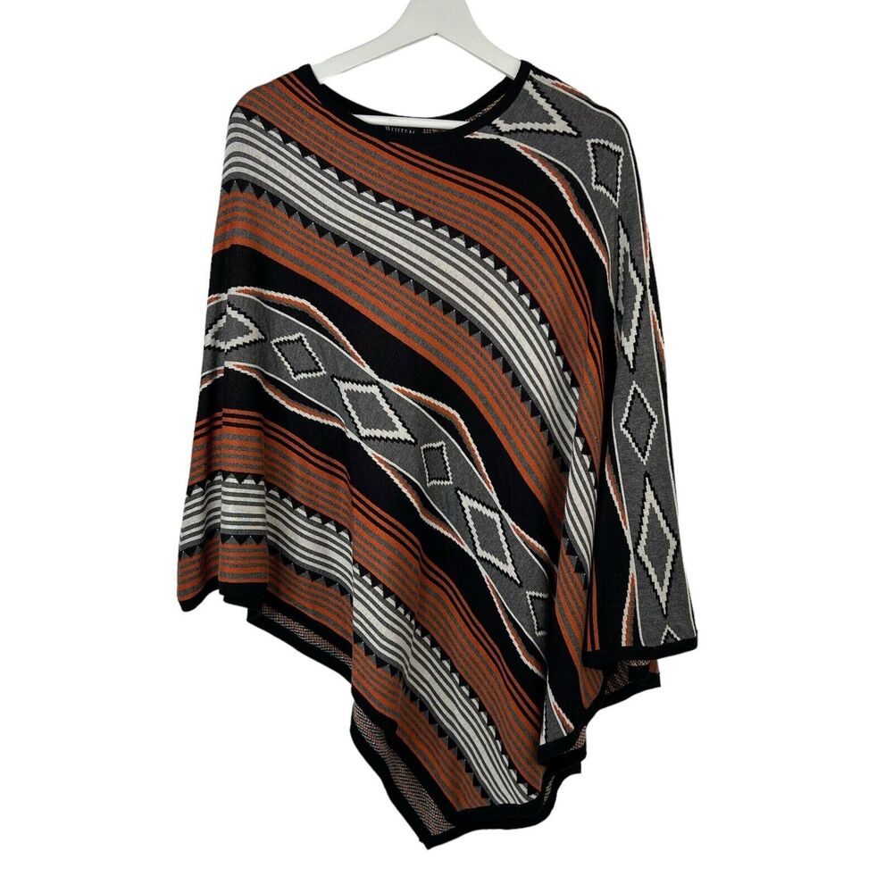 Two 2 Sisters One Size Poncho Sweater Aztec Southwest Knit Pullover Women’s Soft